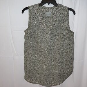 Liz Claiborne Studio Top Women Size Small, Sleeveless Brown w/ dots Circle Hem